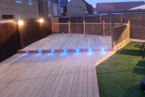 Wooden decking with lights
